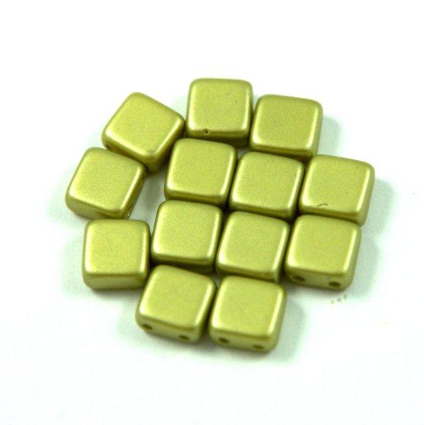 Tile gyöngy - pastel light olive - 6x6mm