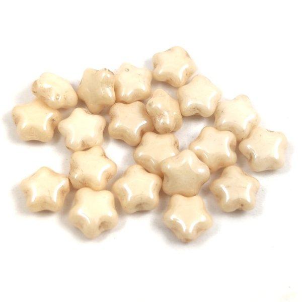 Cseh préselt csillag gyöngy - Alabaster Light Beige Luster - 6mm