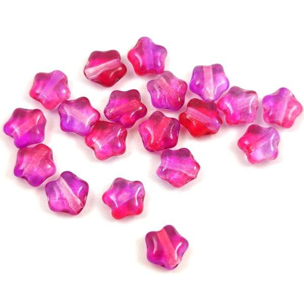 Cseh préselt csillag gyöngy - Crystal Fuchsia Blend - 6mm