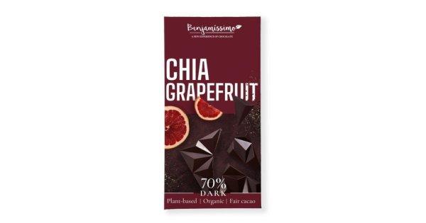 Benjamissimo bio vegán fekete csokoládé chia grapefruit 60 g