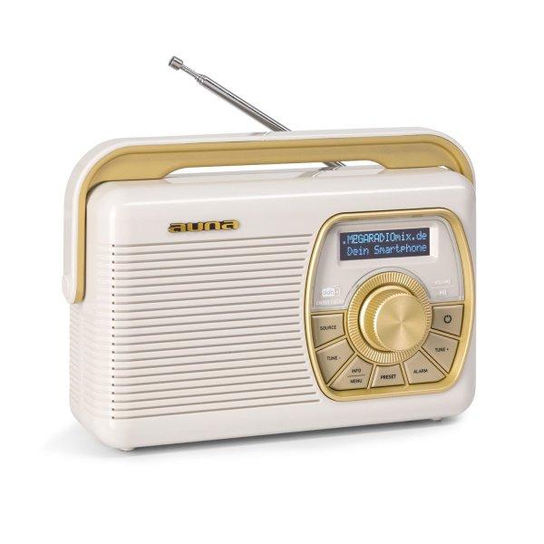 Auna Buddy Digitális rádió DAB / DAB+ / UKW Bluetooth 5.0 AUX 1Ah elem Mobil
retro