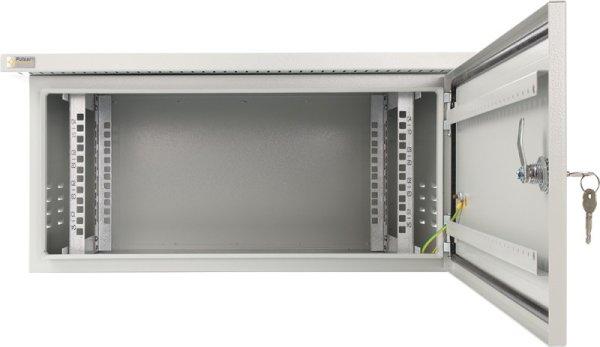 Pulsar RK464-G 19" 4U 600x400 fali rack szekrény, készre szerelt,
vandálbiztos, szürke