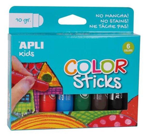 Tempera kréta készlet, APLI Kids "Color Sticks", 6 különböző
szín