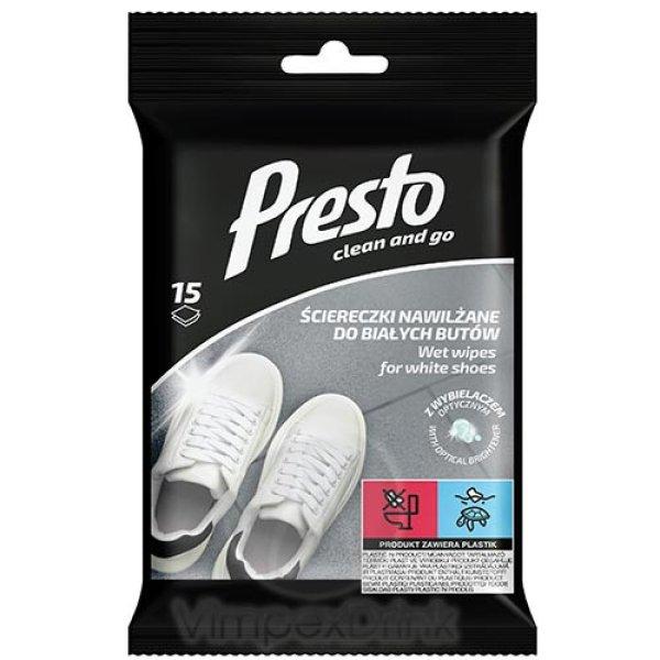 Presto Nedves törlők. fehér cipőhöz 15db