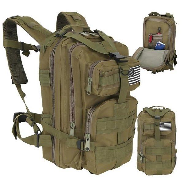 26 L-es ergonomikus khaki színű katonai hátizsák amerikai
zászlós felvarróval (BB-8916) (BB-23243)