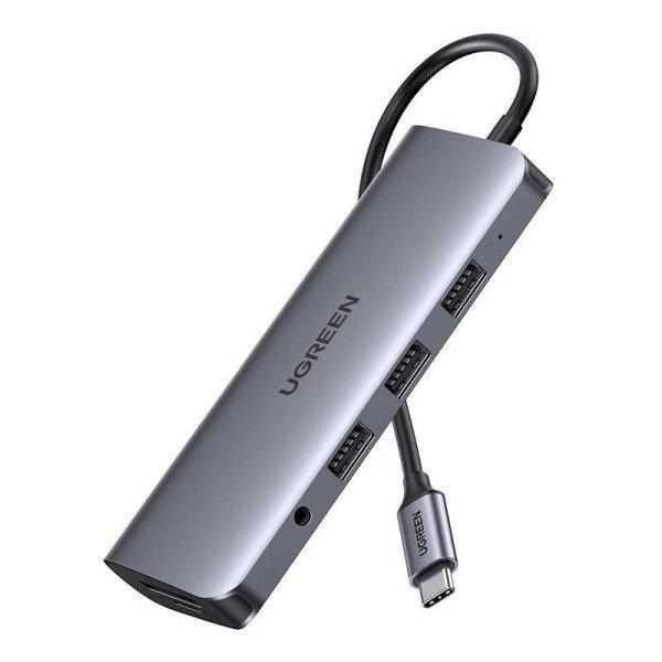 UGREEN 10 az 1-ben HUB USB-C – HDMI 4K adapter, 3x USB 3.0, Type-C PD, RJ45,
SD, Micro SD, VGA, AUX (szürke)