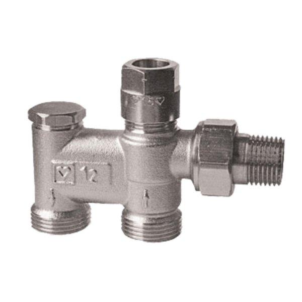 HERZ 2000 Bypass-test, egyenes kivitelű kétcsöves kétpontos radiátorszelep,
1/2" x G3/4"