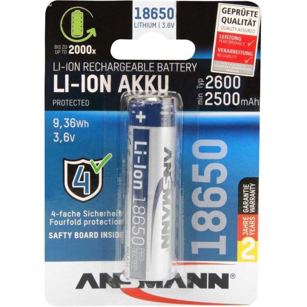 ANSMANN 18650 Li-ion 2600mAh védett akkumulátor