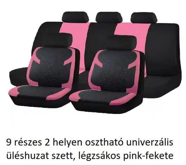9 részes 2 helyen osztható univerzális üléshuzat szett, légzsákos
pink-fekete