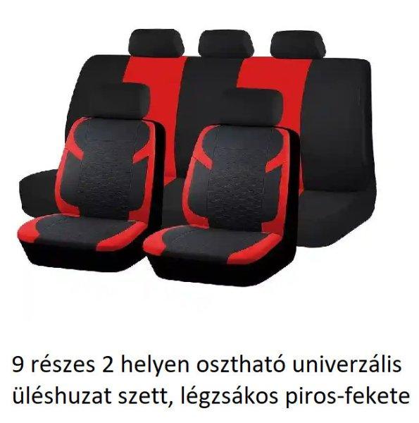 9 részes 2 helyen osztható univerzális üléshuzat szett, légzsákos
piros-fekete