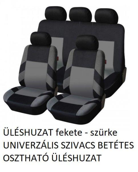 ÜLÉSHUZAT fekete - szürke UNIVERZÁLIS SZIVACS BETÉTES OSZTHATÓ ÜLÉSHUZAT