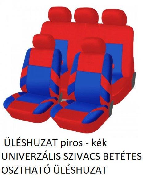  ÜLÉSHUZAT piros - kék UNIVERZÁLIS SZIVACS BETÉTES OSZTHATÓ ÜLÉSHUZAT