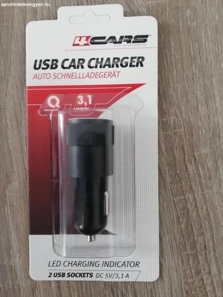 SZIVARGYUJTÓS TÖLTŐ 2 USB 12-24V 3,1A 96993 FELSZERELÉS 