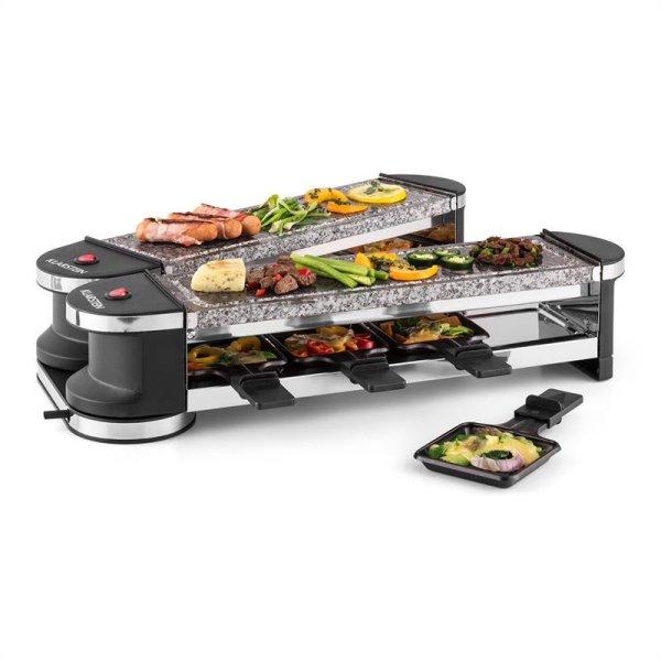 Klarstein Tenderloin 100, raclette grill, 1200 W, 2 x természetes kő, 8
személyre