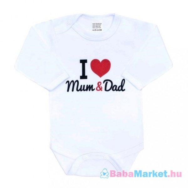 Body nyomott mintával New Baby I Love Mum and Dad