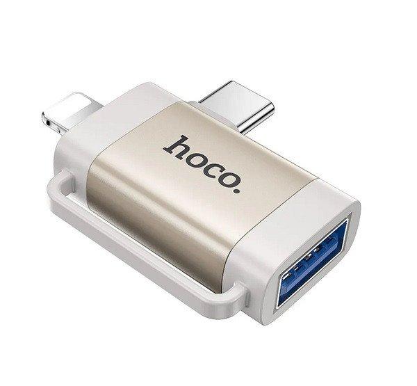 HOCO UA31F adapter 2in1 (USB aljzat - Type-C/lightning, OTG, adatátvitel és
töltés) VILÁGOSSZÜRKE