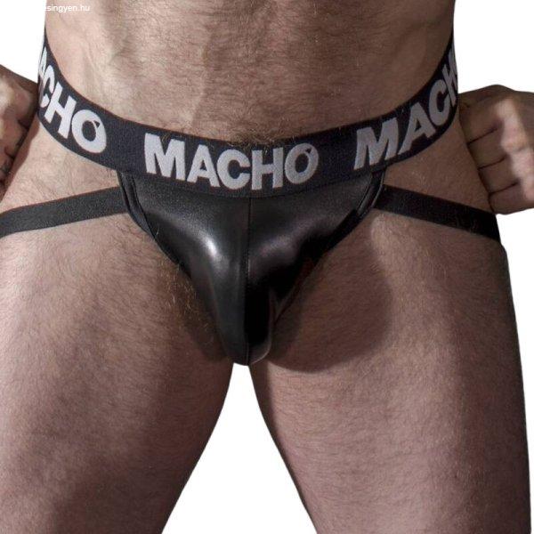 Macho MX25NC – prémium fekete bőr jockstrap