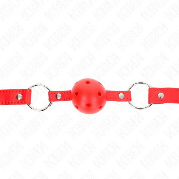 KINK - BREATHABLE BALL 4 CM GAG KETTŐS RIVET MODELL 1 VÖRÖS 62,5 x 2,5 CM
ÁLLÍTHATÓ 42-58 CM