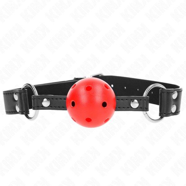 KINK - BREATHABLE BALL 4 CM GAG KETTŐS RIVET BŐR 62,5 x 2,5 CM állítható
42-58 CM