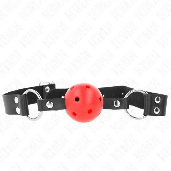 KINK - BREATHABLE BALL 4 CM GAG KETTŐS RIVET VÖRÖS 62,5 x 2,5 CM ÁLLÍTHATÓ
42-58 CM