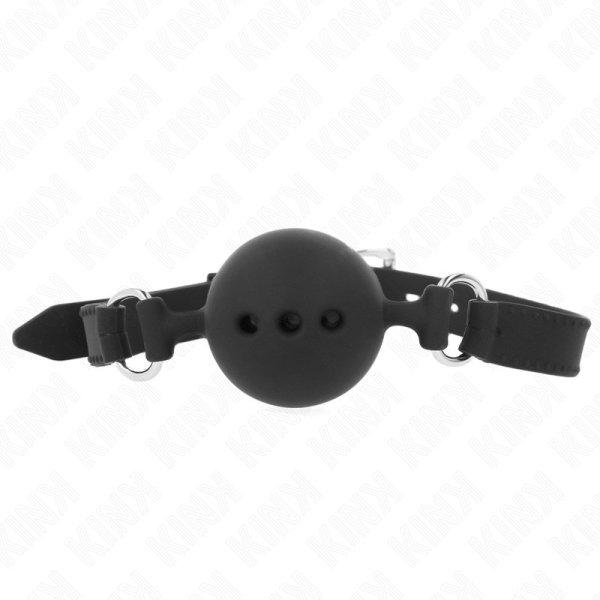 KINK - FULL SILICONE GAG 55 x 2 CM 4,5 CM BALL M MÉRET M FEKETE ÁLLÍTHATÓ
35-51 CM