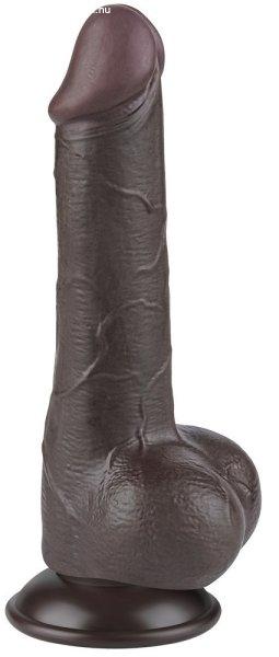Prémium fekete dildó - csúszó bőr textúrával, 13 cm