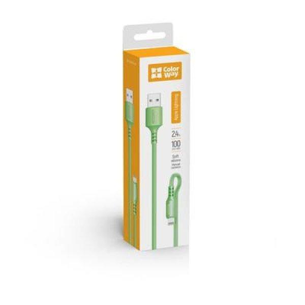 COLORWAY Kábel, USB - Apple Lightning (soft silicone) 2.4A 1m green
(CW-CBUL042-GR)