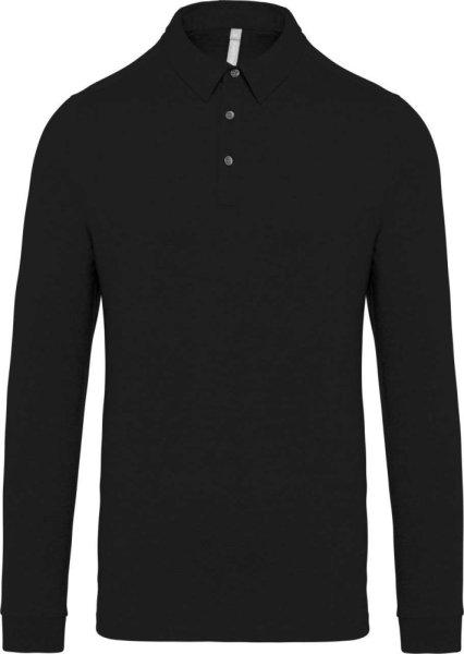 Férfi galléros hosszú ujjú jersey póló, Kariban KA264, Black-2XL