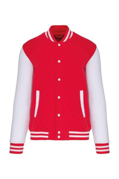 Uniszex vastag patentos pulóver, Kariban KA497, Red/White-2XL