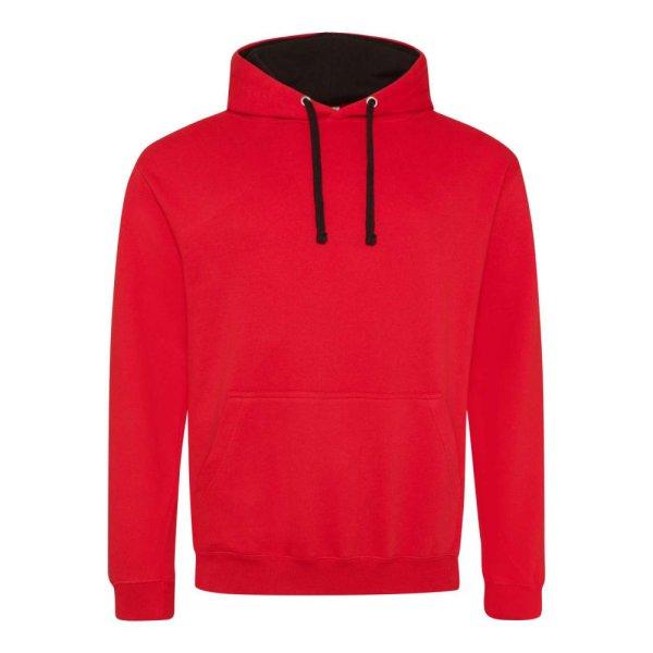 Just Hoods Uniszex kapucnis pulóver kontrasztos színű kapucni béléssel
AWJH003, Fire Red/Jet Black-L