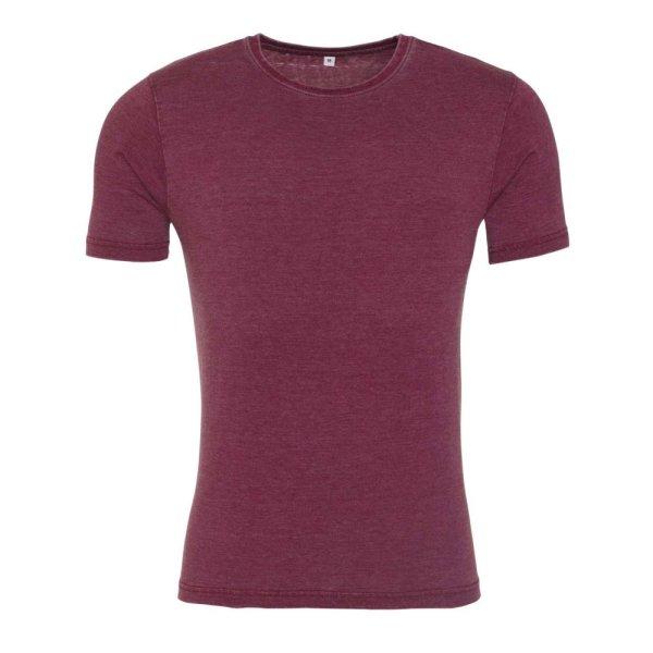 JT099 mosott hatású unisex rövid ujjú póló Just Ts, Washed Burgundy-S