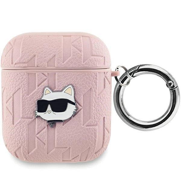 Karl Lagerfeld Monogram Choupette Head tok AirPods 1/2 - rózsaszín