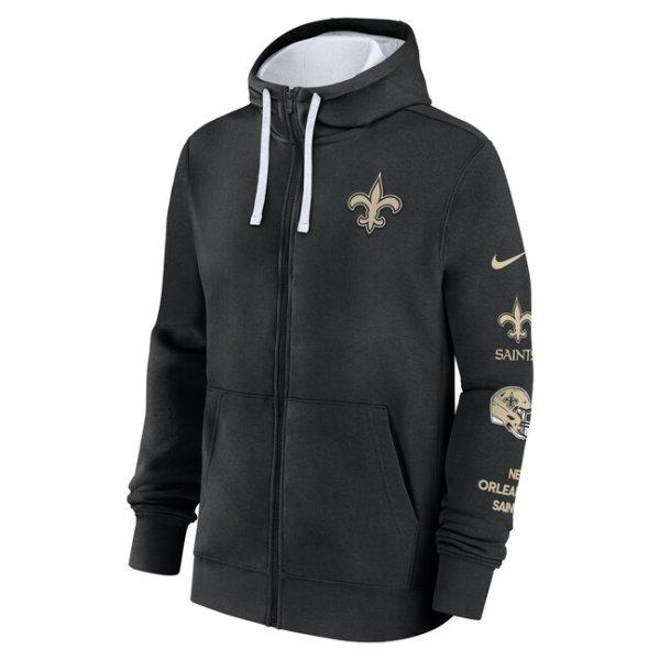 Nike Men's NFL Nike Cotton Full-Zip Fleece Hoodie New Orlean Saints
black/white