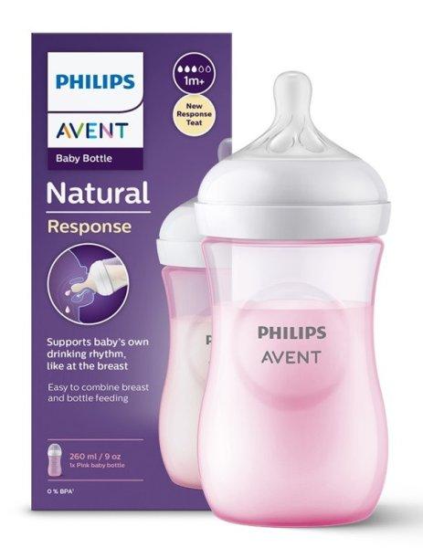 Philips AVENT Natural Response 260 ml cumisüveg 1hó+ rózsaszín 