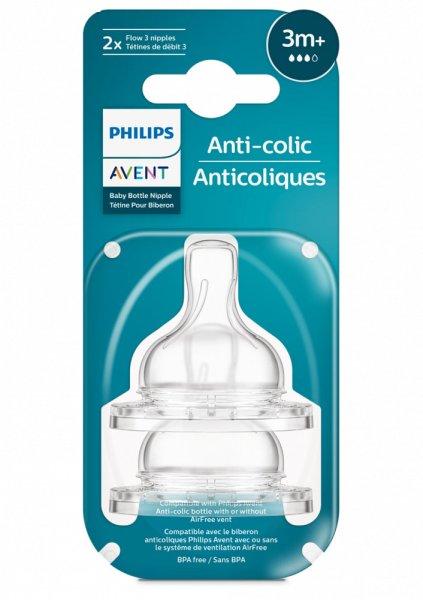 Avent Anti-Colic szilikon etetőcumi közepes átfolyás 3hó+ 2 db