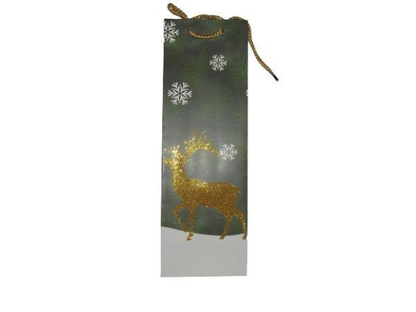 Ajándék italos tasak szarvasos glitteres 36 cm X 12 cm