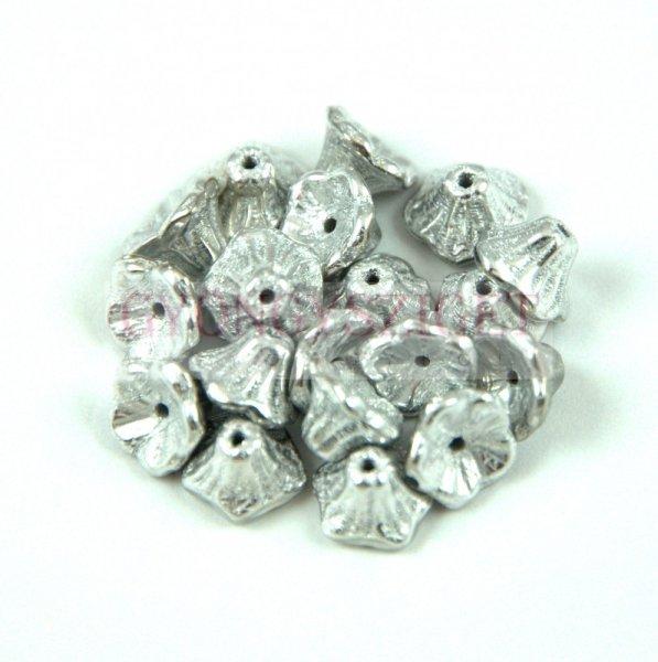 Cseh préselt virág gyöngy - harangvirág - Silver - 7x5mm