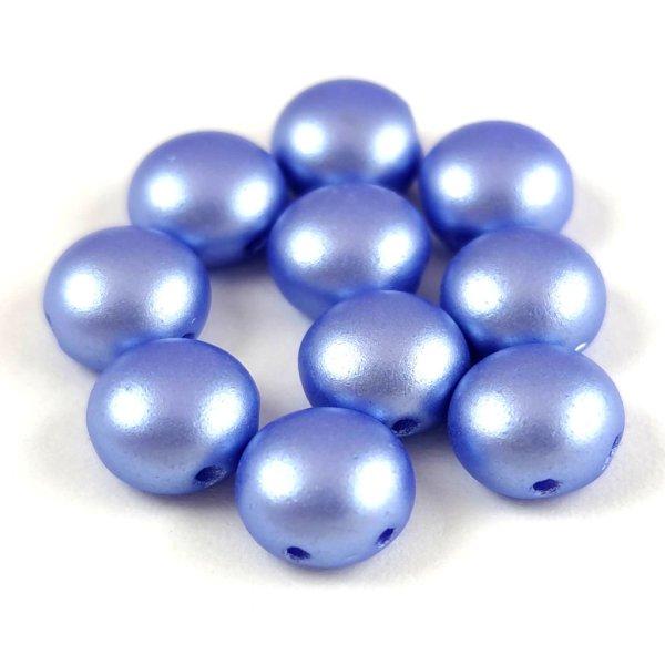 Candy - Cseh préselt kétlyukú gyöngy - Pastel Light Sapphire - 8mm