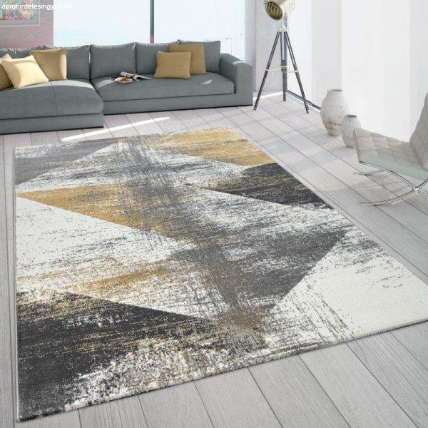 Bali modern design szőnyeg geometriai mintával szürke-sárga 80x150 cm