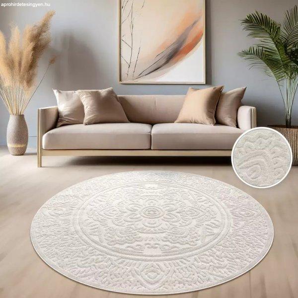 Skandináv 3D modern szőnyeg nappaliba teraszra mandala mintás - krém
szőnyeg 120 cm kör