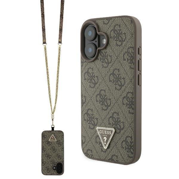 Guess GUHCP16SP4TDSCPW Leather Metal Logo Strass Crossbody keménytok iPhone 16
- barna