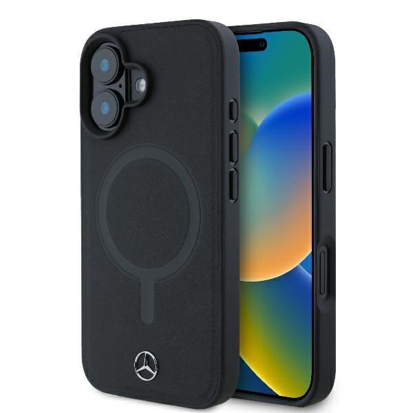 Mercedes MEHMP16S23RCMK Plain Smooth Leather MagSafe keménytok iPhone 16 -
fekete