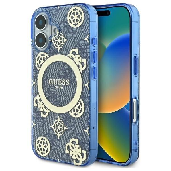 Guess GUHMP16SH4PYEEB IML Peony On 4G Background MagSafe keménytok iPhone 16 -
kék