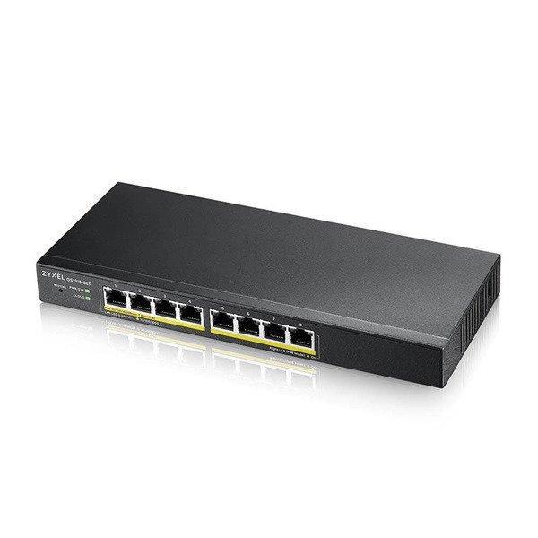 ZYXEL Switch 8x1000Mbps (8xPOE), Fémházas, Menedzselhető (8GbE port),
GS1915-8EP-EU0101F