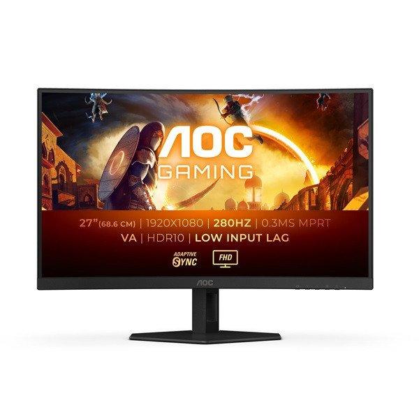 AOC Ívelt Gaming 280Hz monitor 27" C27G4ZXE, 1920x1080, 16:9, 300cd/m2,
0,3ms, 2xHDMI/DisplayPort, HDR10