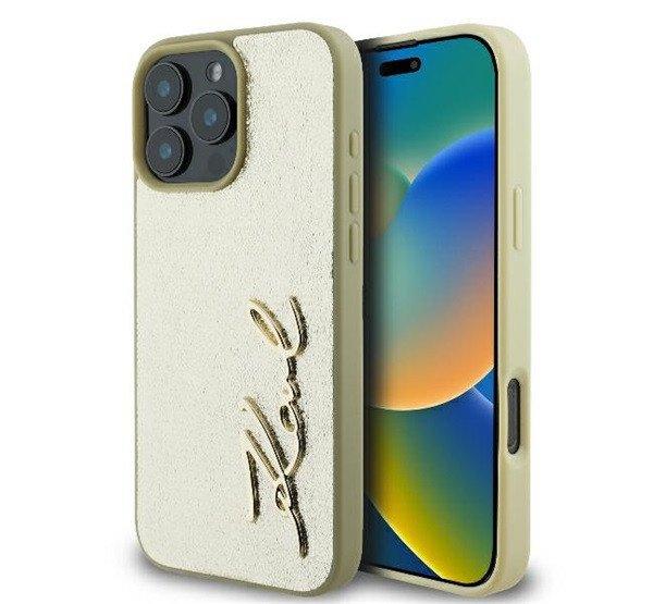 Karl Lagerfeld Metal Signature Apple iPhone 16 Pro hátlap tok, arany
KLHCP16LPFMFBKMD