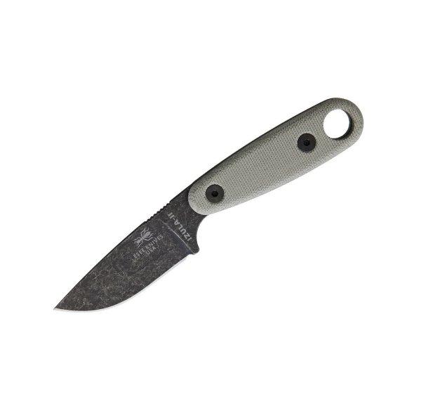 ESEE Izula II Black Oxide 1095 Green Canvas Micarta, Black Sheath