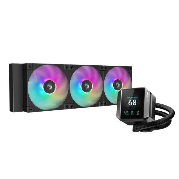 DeepCool CPU Water Cooler - MYSTIQUE 360 ARGB (max 21dB; max. 123,09 m3/h;
3x12cm, LED kijelző, fekete)