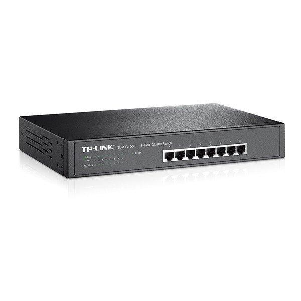 TP-Link Switch - TL-SG1008 (8 port, 1000Mbps; fém ház, rackbe szerelhető)