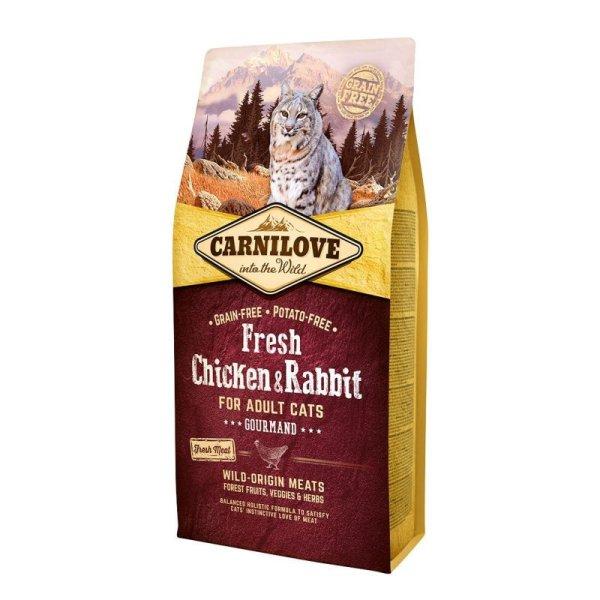 Carnilove Fresh Adult Cat Chicken & Rabbit Gourmand- Csirke és Nyúl Hússal
6kg